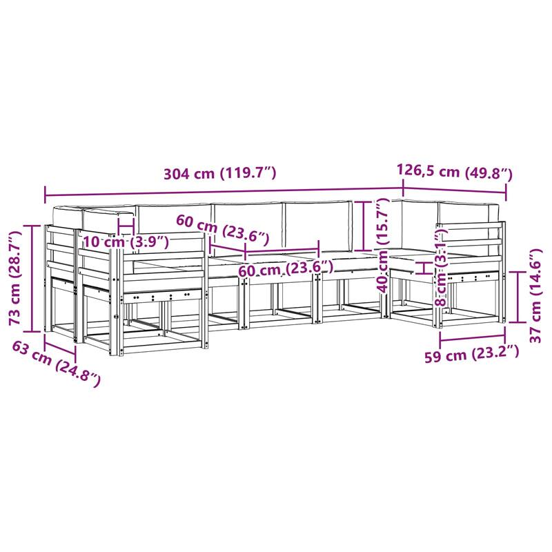 vidaXL Outdoor Sofa Set with Cushion 7 pcs Natural and Anthracite