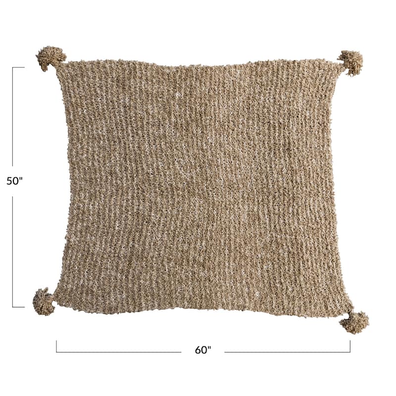 Woven Fabric Chunky Knit Throw with Tassels - Bed Bath & Beyond - 40166762