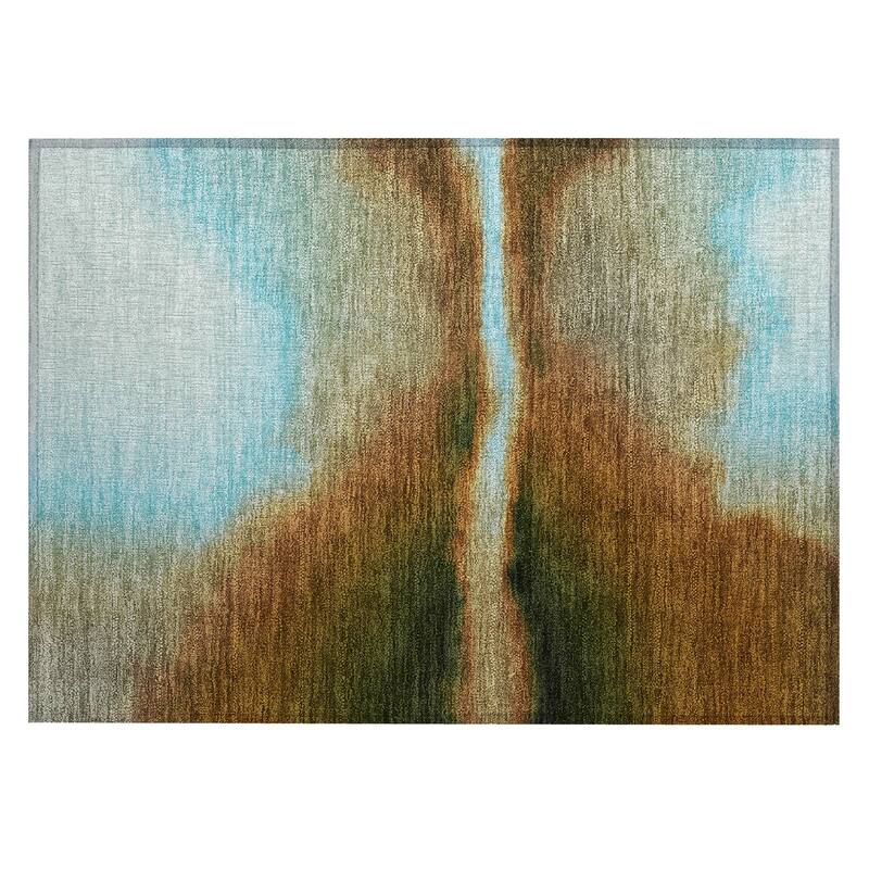 Machine Washable Indoor/ Outdoor Modern Landscape Chantille Rug