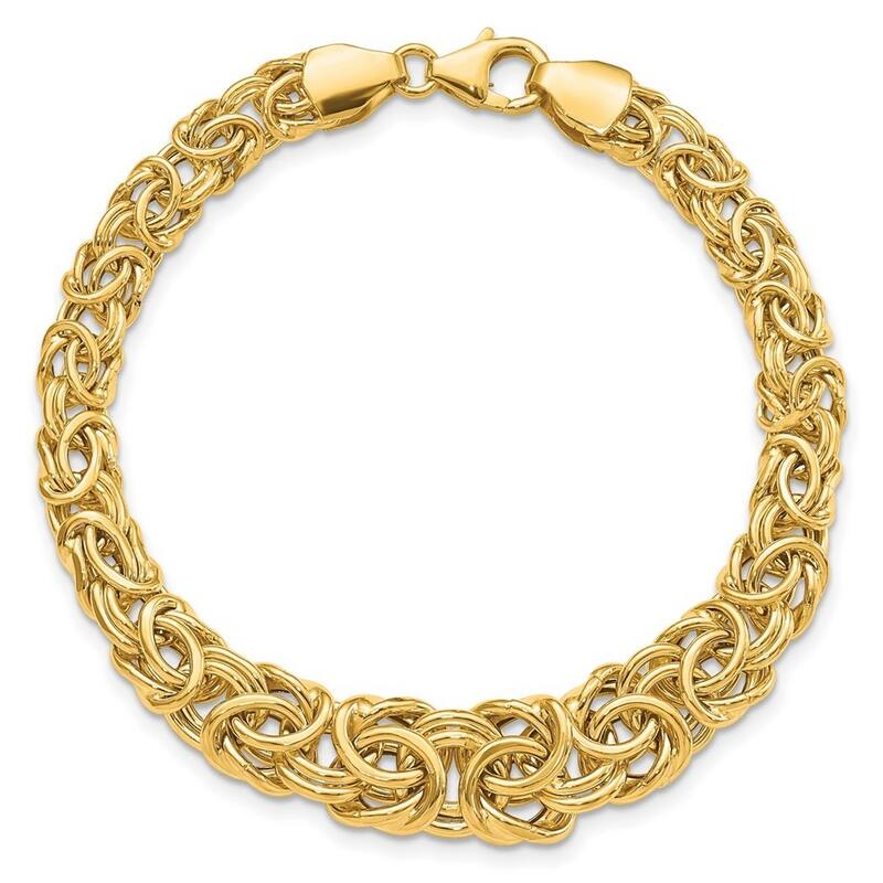 Curata 14k Yellow Gold Graduated Byzantine Bracelet 7.25 Inch