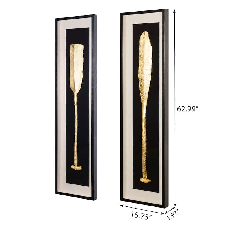 HUJI Golden Paddle Shadow Box Wall Décor Set