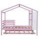 preview thumbnail 41 of 42, Full Size Solid Wood House Bed with Trundle, Fence and Writing Board for Kids, Boys and Girls, Bedroom