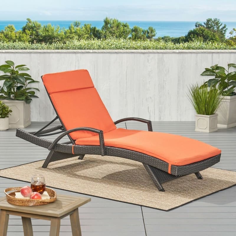 Roomfitters Chaise Lounge Cushion Set, Without Chaise Lounge, Water-Resistant Fabric with Secure Ties (Set of 2) - Orange