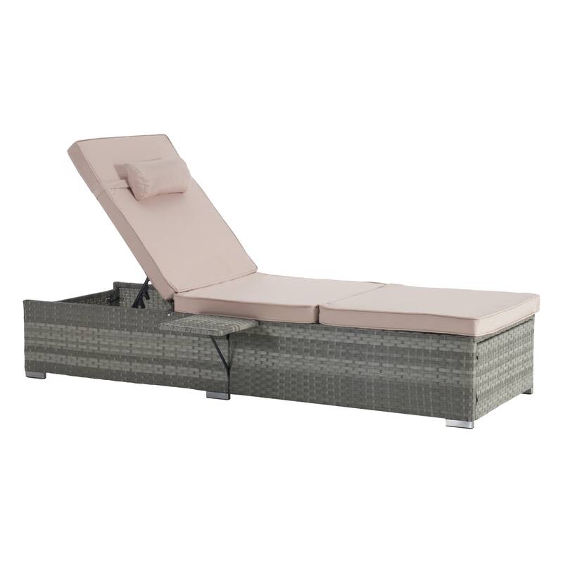 GDFStudio - Amelia Outdoor Chaise Lounge Chair Set of 2 with Adjustable Recline and Side Table for Poolside Relaxation
