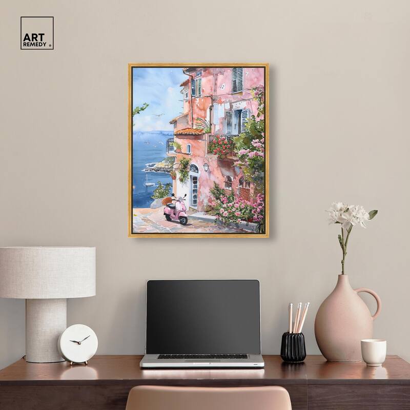 Lush Coastal Villa II Canvas by Art Remedy