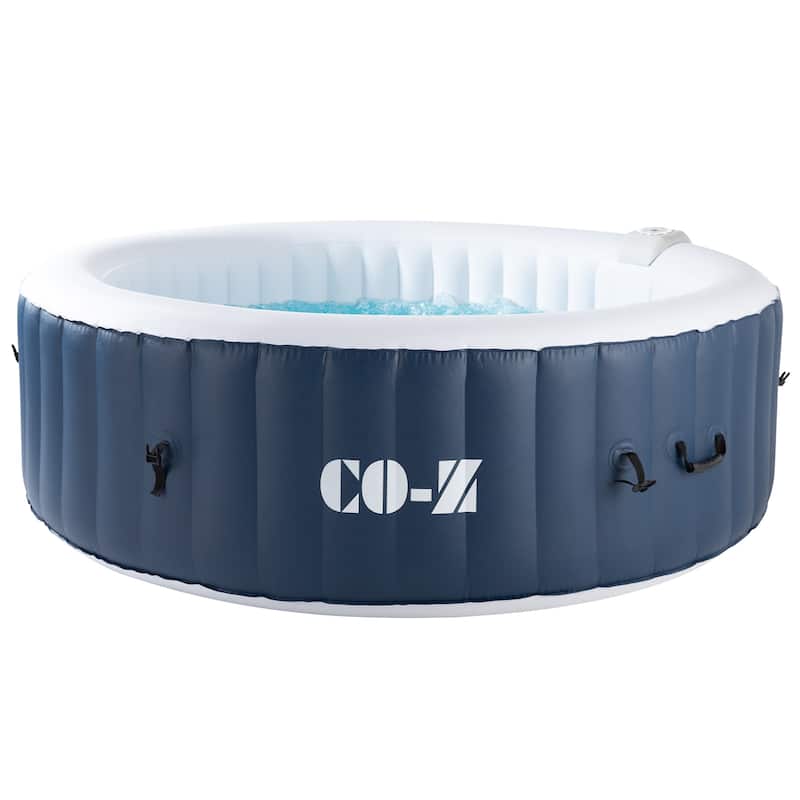 CO-Z Round Inflatable Hot Tub, 4 Person Blow Up Portable Hot Tub - Blue & White