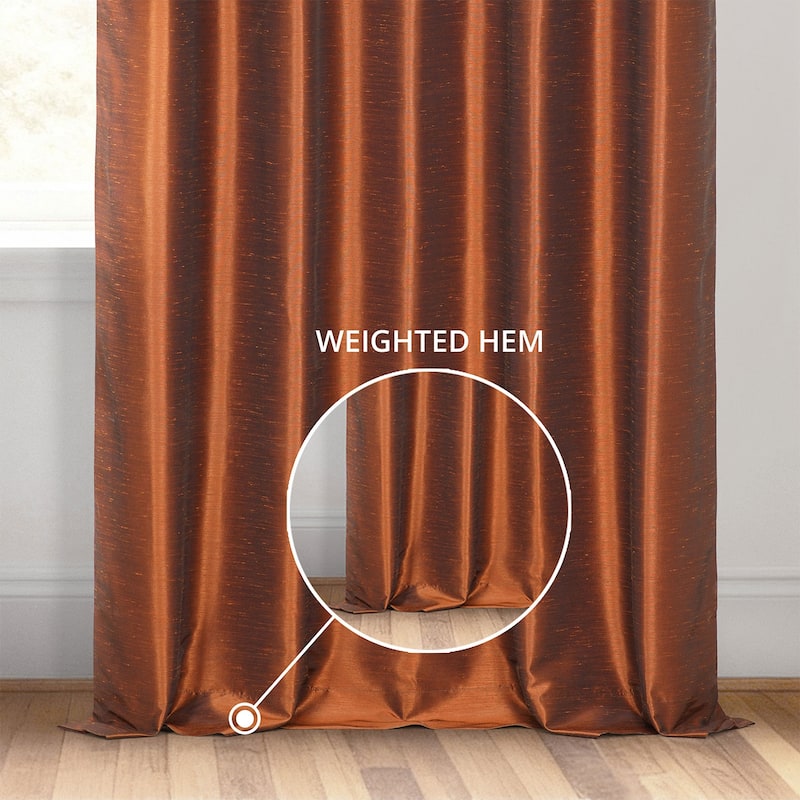Exclusive Fabrics Vintage Textured Faux Dupioni Silk Room Darkening Curtains (1 Panel)