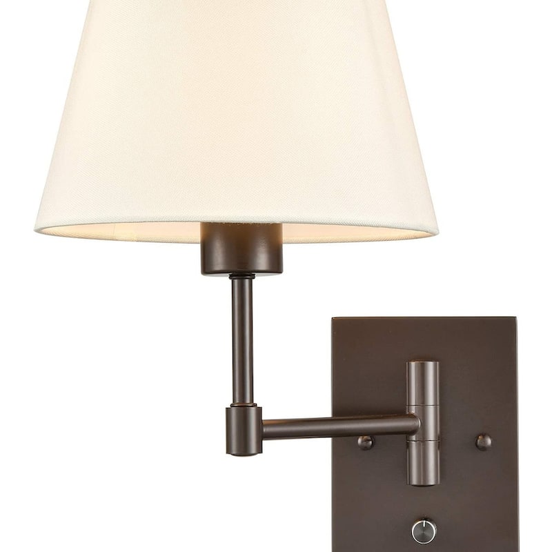 Udine Traditonal 2-Pack Plug in Wall Lights Fabric Shade Swing Arm Wall Lamps