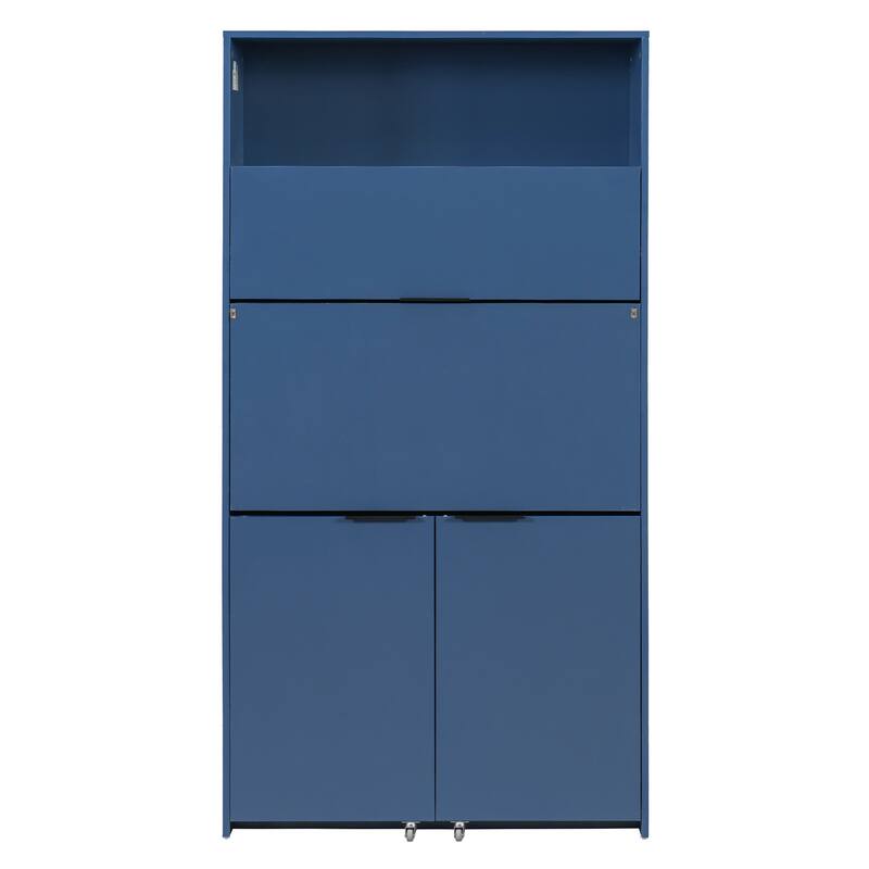 69" Kitchen Pantry Buffet with Hutch, Foldable Workstation & Power Outlet