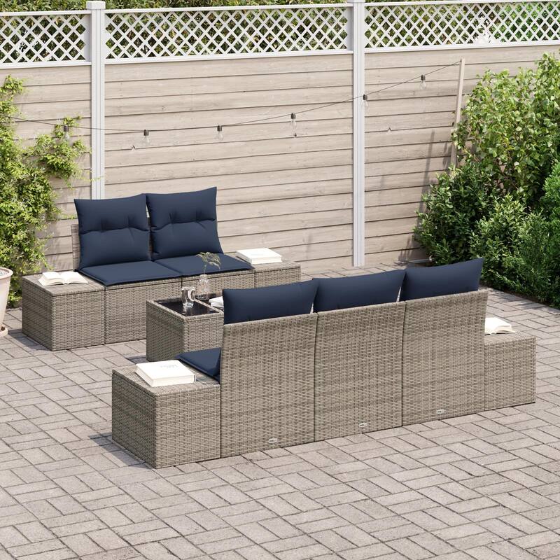 vidaXL 6 Piece Garden Sofa Set with Cushions - 94.1×24.4×27.2