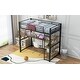 preview thumbnail 7 of 13, Twin Loft Bed with Study Desk, Storage Shelves, and Indoor Basketball Hoop, Black Metal Frame with Guardrails and Ladder