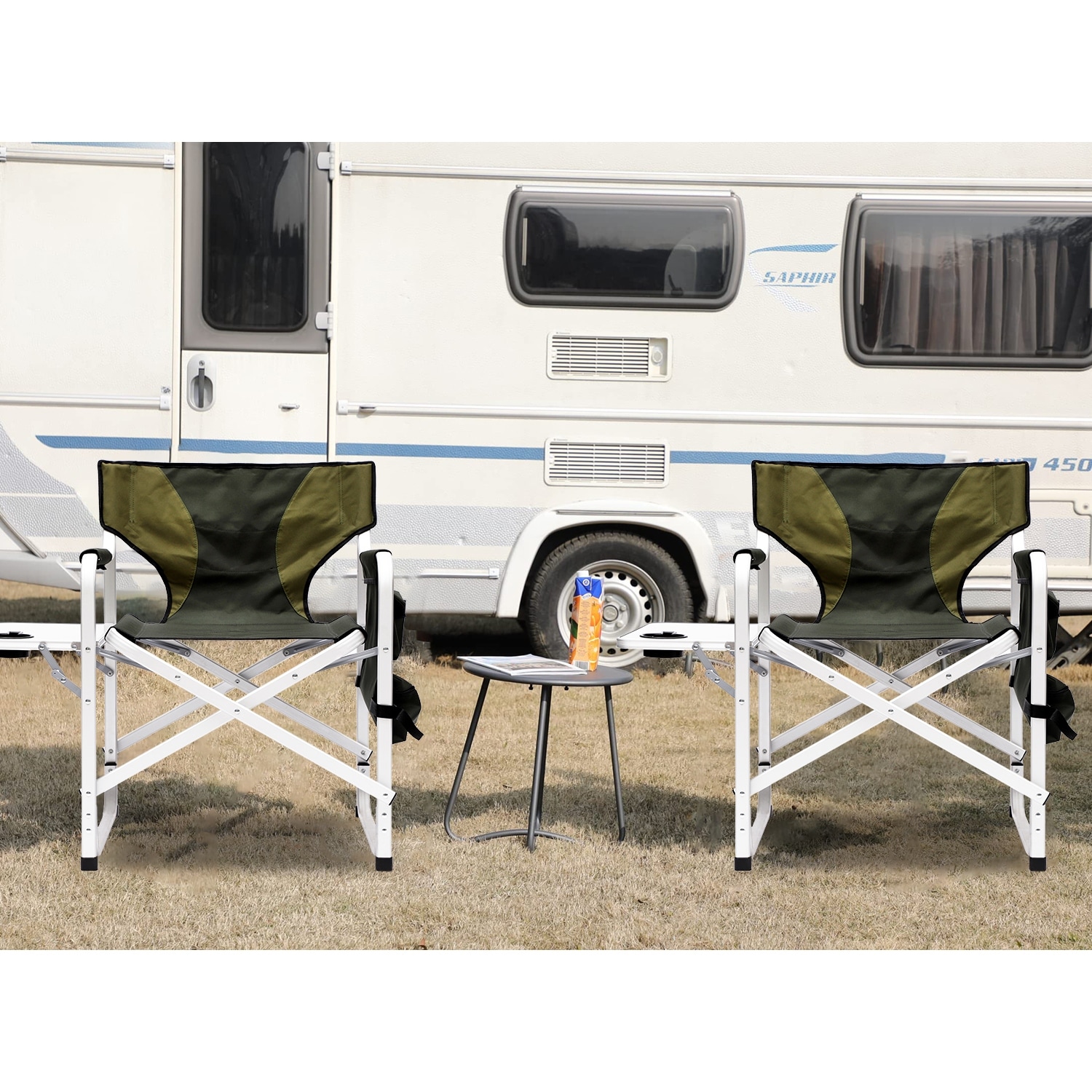 Camping chairs with side table sale