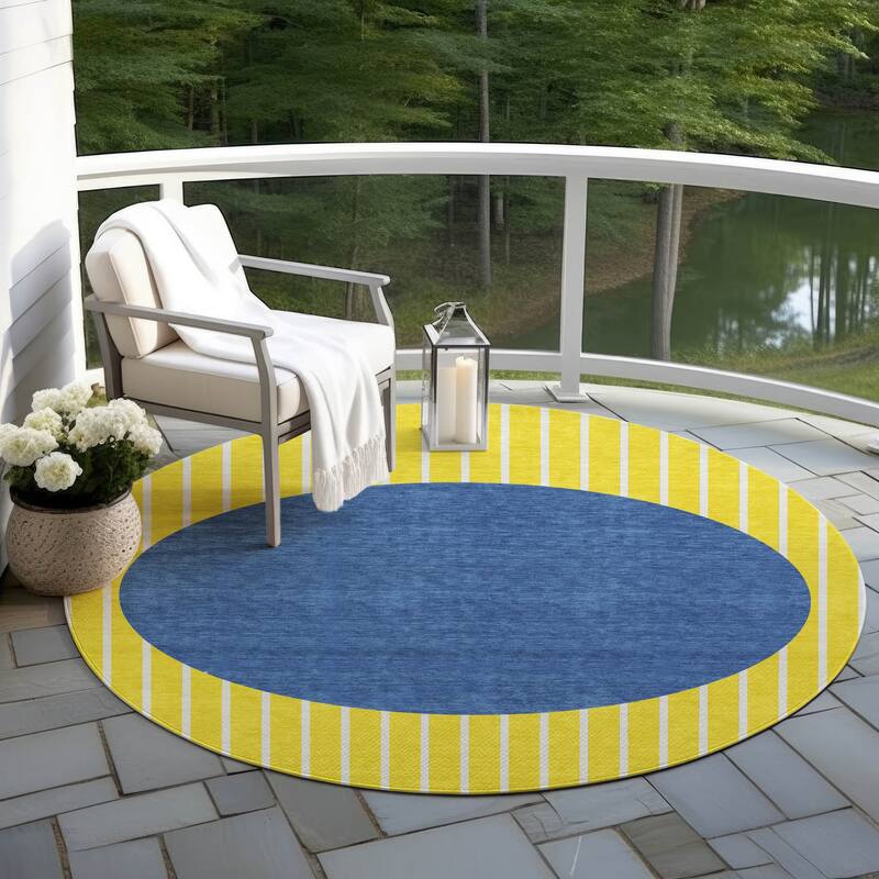 Machine Washable Indoor/ Outdoor Modern Sunrise Chantille Rug