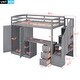 preview thumbnail 5 of 7, Gray Twin Size Loft Bed with Wardrobe and Staircase, Desk and Storage Drawers and Cabinet in 1