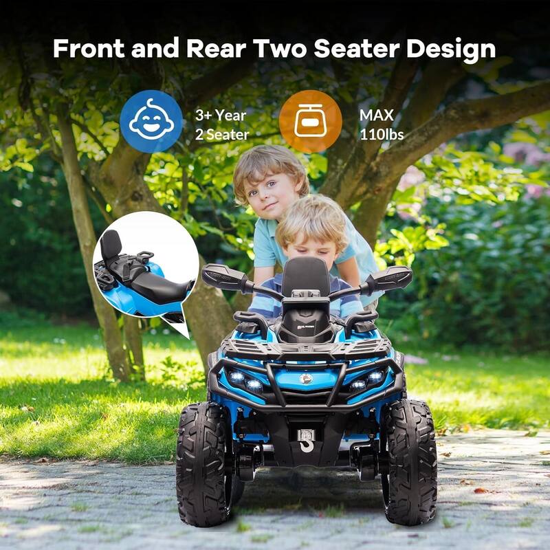 12V Kids 2 Seater Ride On Toy Car, Electric ATV Vehicles for Kids Best Gift