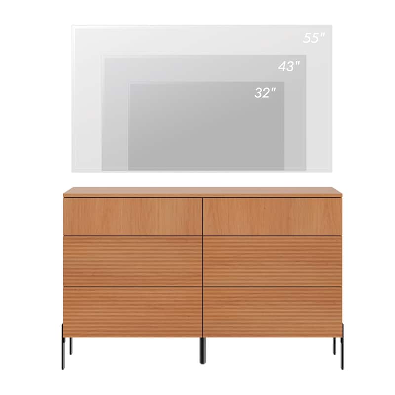 WAMPAT Fluted Dresser for Bedroom with 6 Drawers