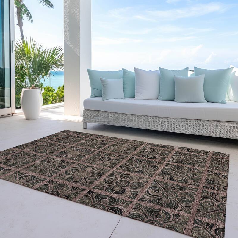 Machine Washable Indoor/ Outdoor Chantille Mosic Rug - Paprika - 10' x 14'