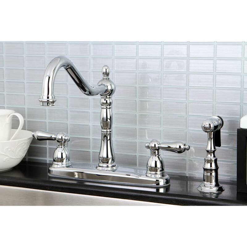Kingston Brass Heritage Centerset Kitchen Faucet with Metal Lever