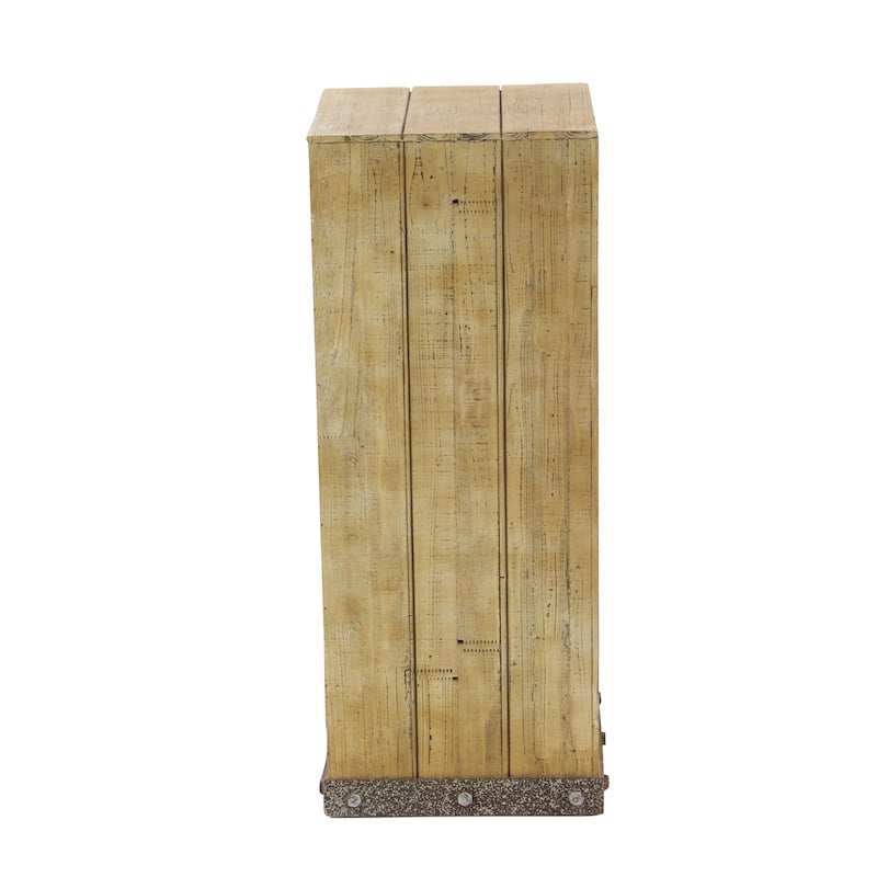 Wood Pedestal Table - Set of 3 Brown - Roche River Decor - 15"Wx15"Lx39"H
