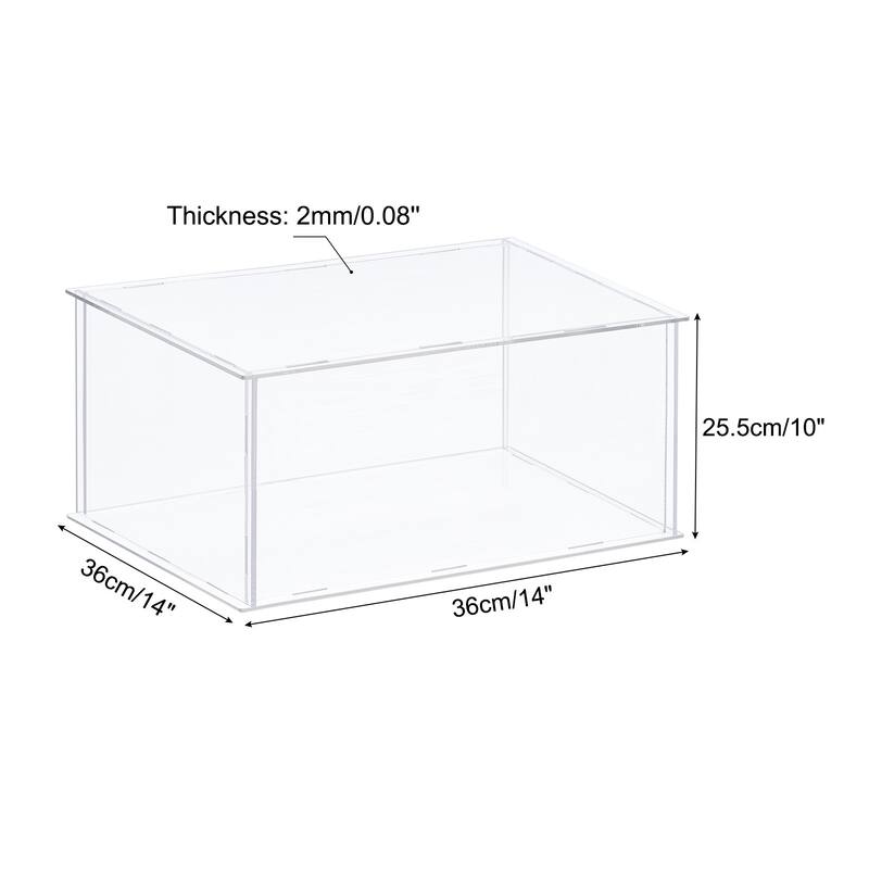 Acrylic Display Case Plastic Box Cube Storage Box Dustproof Showcase - 14x14x10 Inch