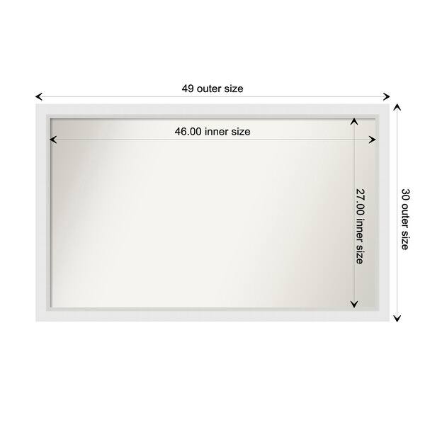 dimension image slide 56 of 93, Wall Mirror Choose Your Custom Size - Extra Large, Blanco White Wood