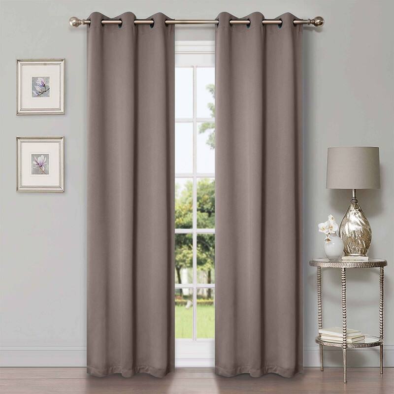 Superior Solid Machine Washable Room Darkening Grommet Blackout Curtains, Set of 2