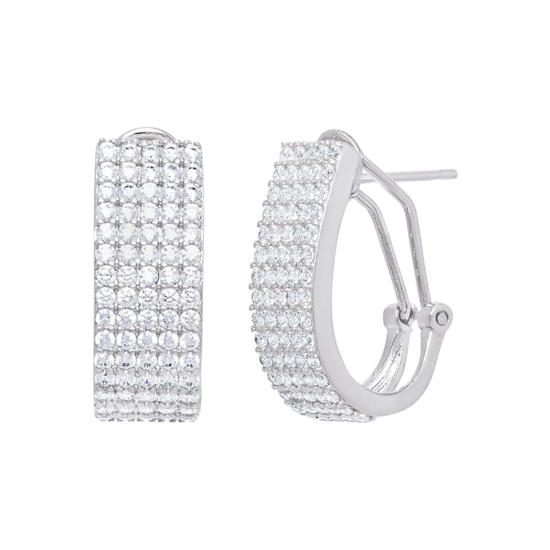 Victoria Townsend Silver Plate Cubic Zirconia Hoop Earrings