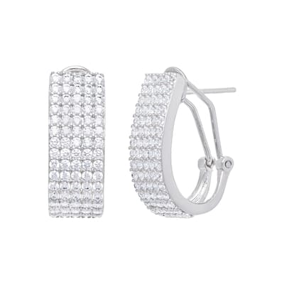 Victoria Townsend Silver Plate Cubic Zirconia Hoop Earrings