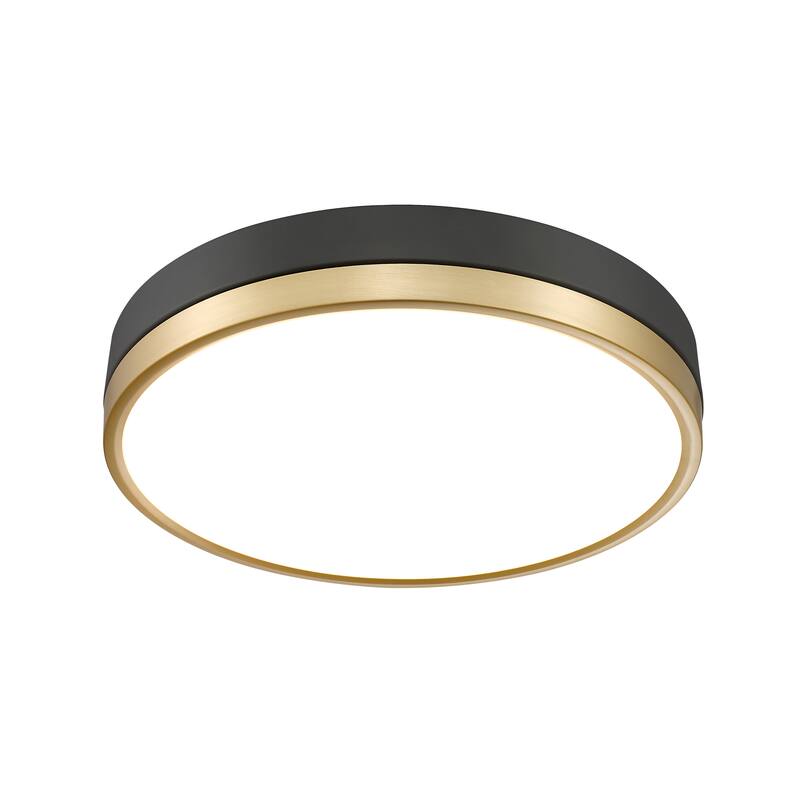 Algar by Z-Lite 1 Light Flush Mount in Matte Black + Modern Gold with Frosted Acrylic Shade - Matte Black + Modern Gold