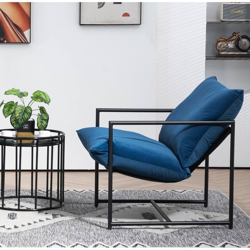 Modern Textured Velvet Sling Accent Chair