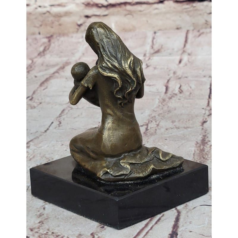 Young Mother W/ Newborn Baby Bronze Sculpture Statue Figure Signed Art By Milo