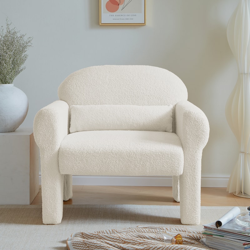 Teddy Fabric Accent Chair with Lumbar Pillow