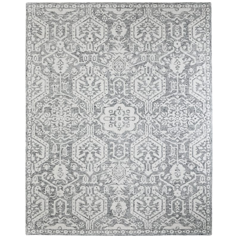 Natal R8A27 Geometric Traditional Area Rug - 5' x 8' - Gray/White