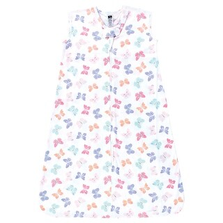 Hudson Baby Infant Girl Cotton Sleeveless Wearable Sleeping Bag, Sack, Blanket, Pastel Butterfly
