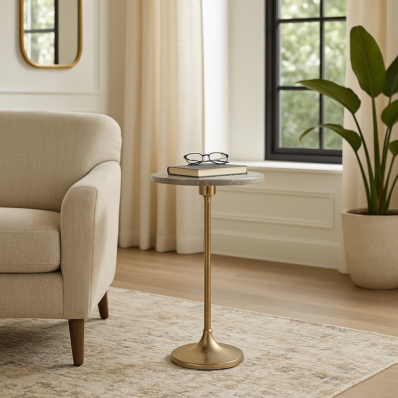 Modern Small Accent End Table with Metal Base - 27"
