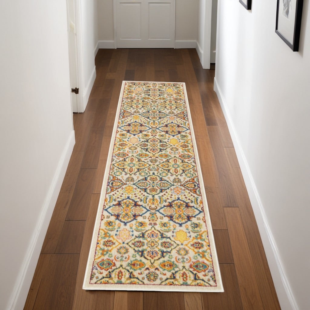 Power Loomed Floral Traditional Low Pile Area Rug - 72' X '24' X '0.25