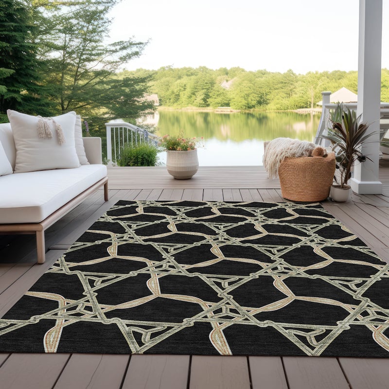 Machine Washable Indoor/ Outdoor Transitional Links Chantille Rug