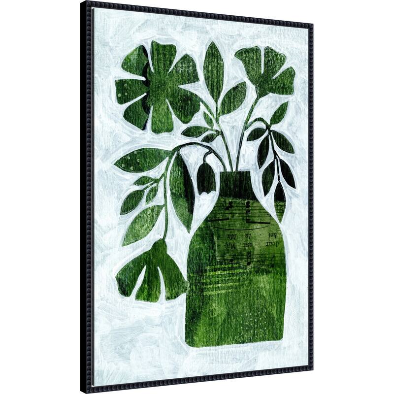 Abstract Green Floral No 2 by Susan Black Framed Canvas Wall Art Print