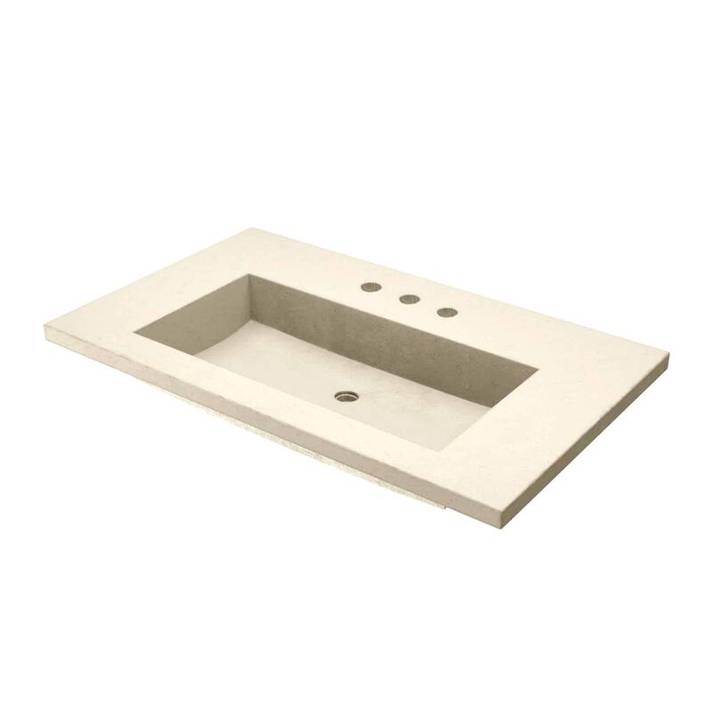 Capistrano 36.5-inch Concrete Vanity Top with Integral Trough Sink - 8" Widespread - Sand