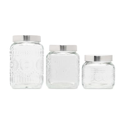 Style Setter 3 Piece Jars Set Of 3 Glass Canisters
