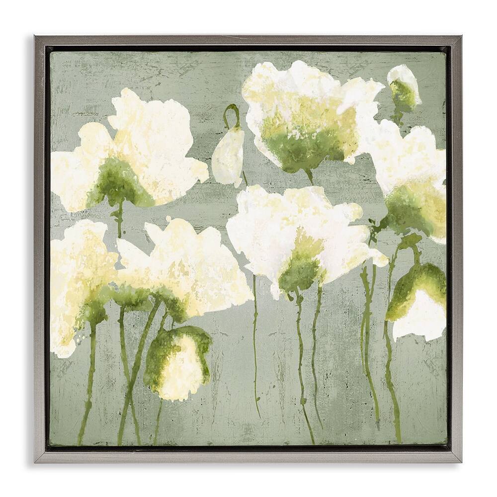 Stupell Modern White Flower Blooms Framed Floater Canvas Wall Art Design By Vanessa Austin