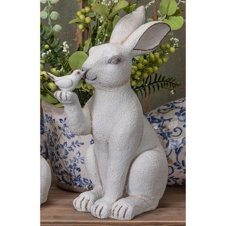 A&B Home Resin Sitting Bunny Holding Bird