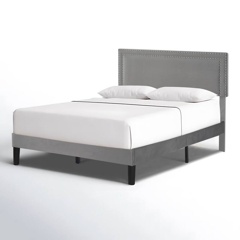 VECELO Upholstered Bed Frames with Height Adjustable Headboard