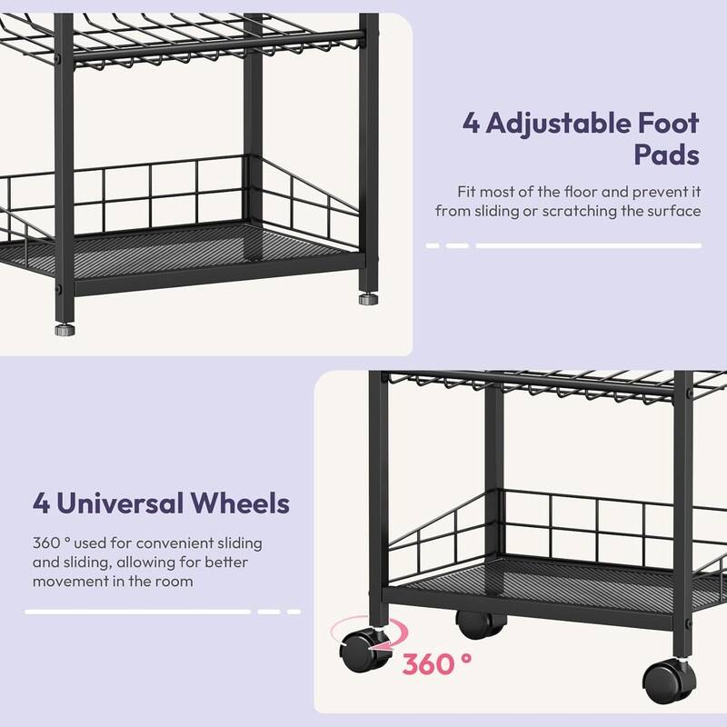 Can Organizer for Pantry - Stackable Rolling Snack Cart, Soda Can Organizer - 11.81"D x 16.77"W x 30.71"H