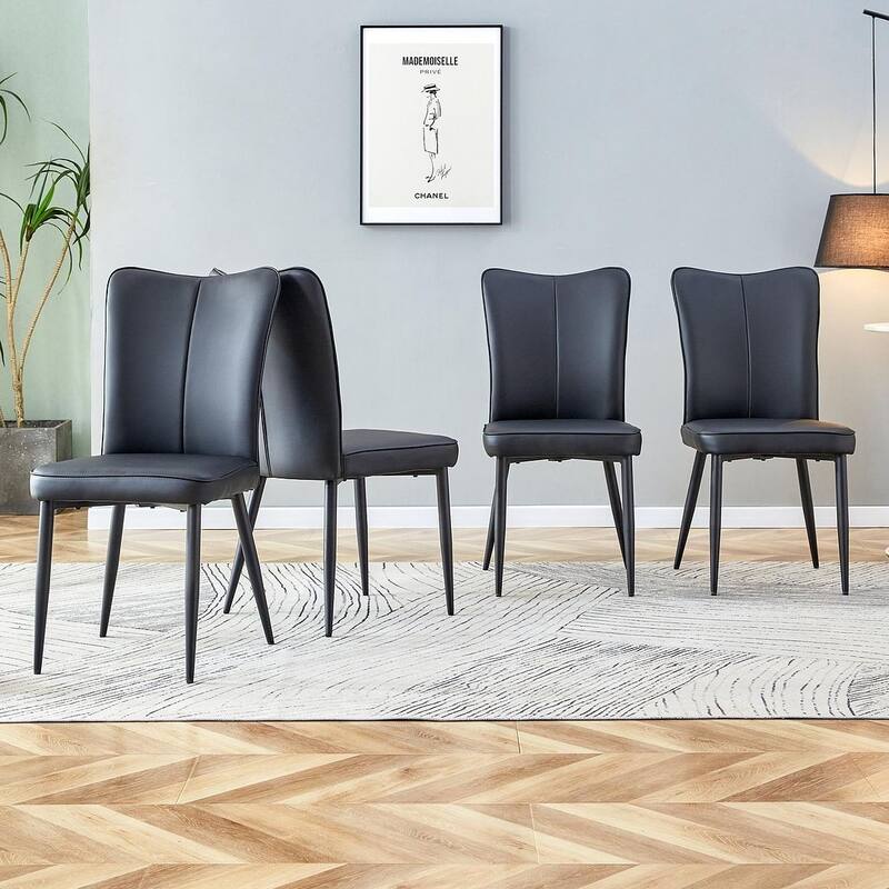 Modern PU Leather Minimalist Dining Chairs Set of 4
