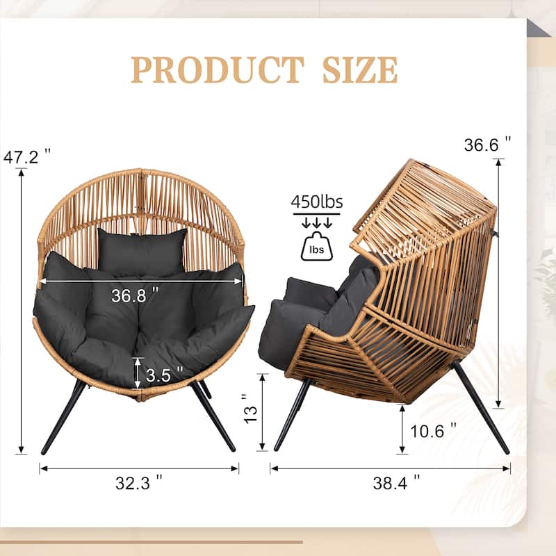 Futzca Wicker Egg Chair with Cushion