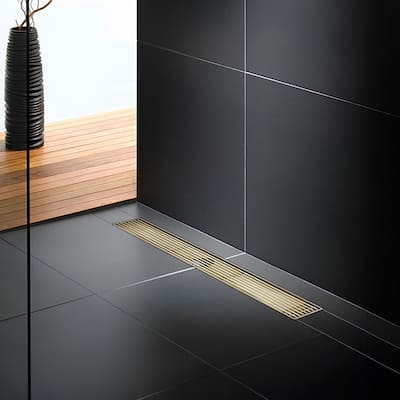 Oceanic Linear Shower Drain, Marine-grade 316 Stainless Steel, Grid Cover with Hair Strainer