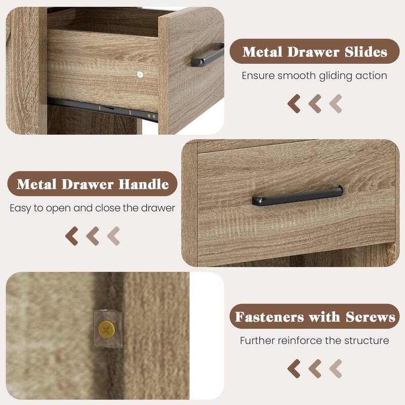 Gymax 2PCS Nightstand Sofa Side Table Rustic End Table w/Drawer Shelf