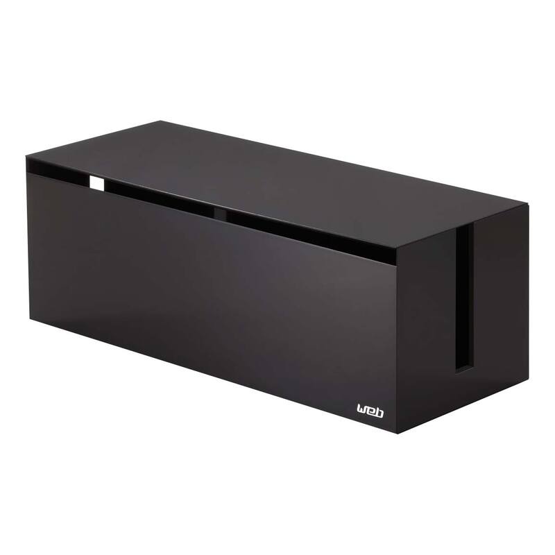 Yamazaki Home Cable Management Box, ABS Plastic, Lid - L 6.1 x W 15.75 x H 5.71 inches - Brown