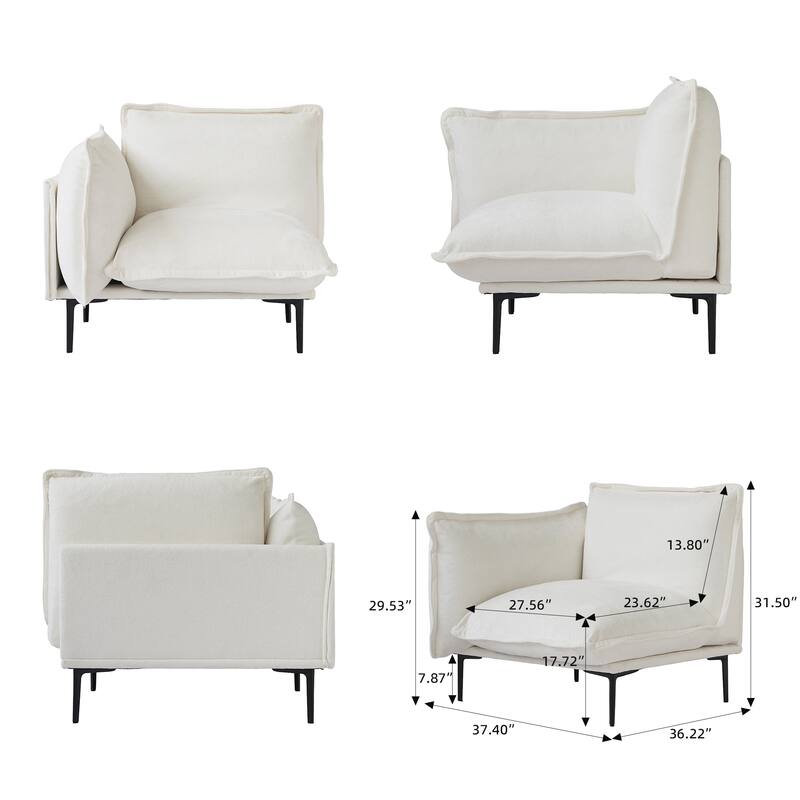 147" U-Shaped Modular Sectional Sofa Couch for Living Room Chenille Cloud Couches 4 Seater with 2 Ottoman